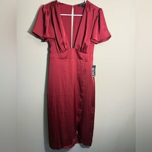 Express Red Dress with Deep Neckline NWT